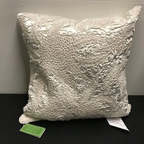 Celerie by Celerie Kemble Cream Satin Square Decorative Throw Pillow - Picture 2 of 3